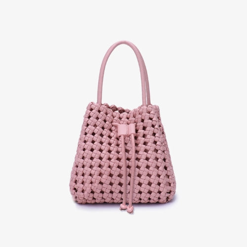 Perrie Bucket Mini Woven Square Tote - Ballet Pink
