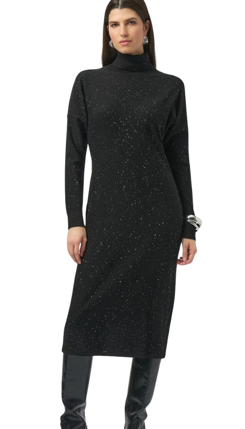 Sequined Sweater Turtleneck Dress