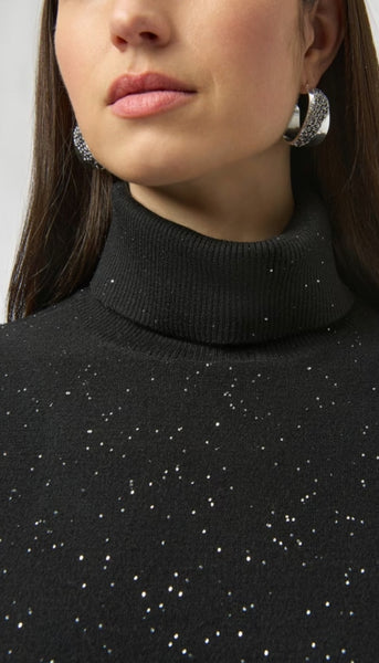 Sequined Sweater Turtleneck Dress