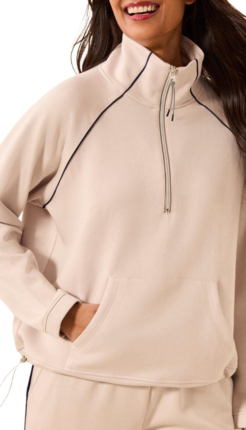 Long Sleeve Raglan Pop Over With Zipper