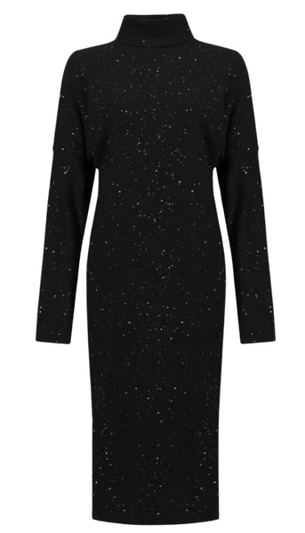Sequined Sweater Turtleneck Dress