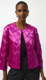 Textured Satin Collarless Jacket