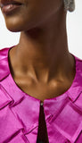 Textured Satin Collarless Jacket