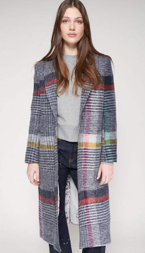 Multi Color Checked Long Coat