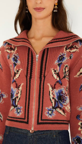 Floral Beauty Tapestry Knit Cardigan
