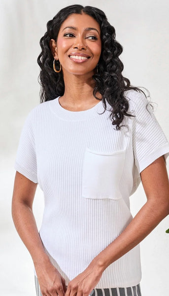 Short Sleeeve Dolman Sweater With Pocket