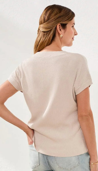 Short Sleeeve Dolman Sweater With Pocket