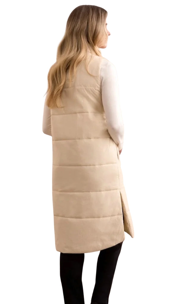 Long Zip Front Quilted Vest