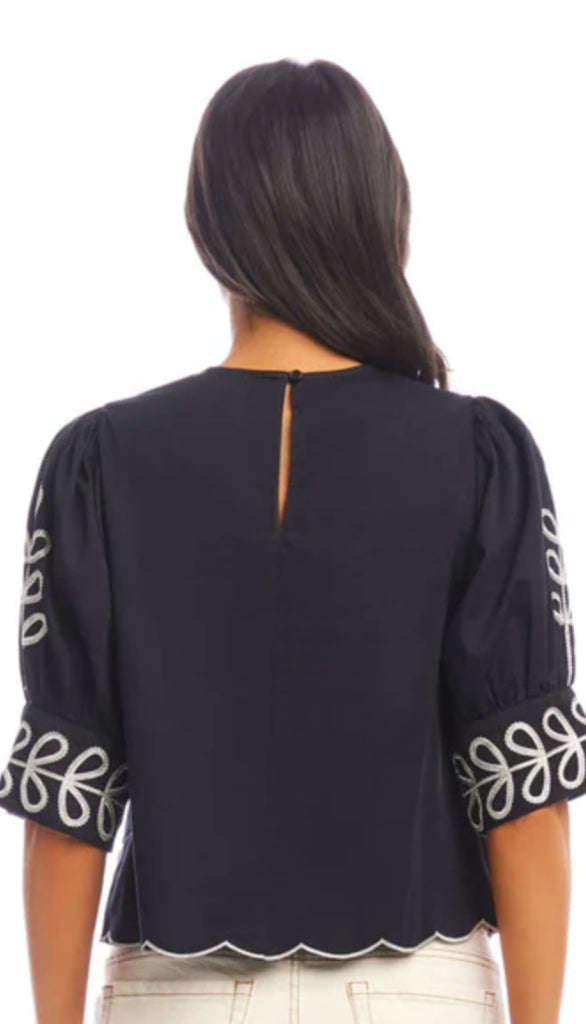 Embroidered Scallop Top