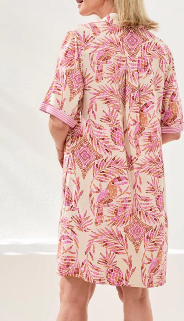 Half Sleeve Button Front Dress