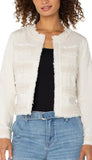 Collarless Jacket with Fray & Lace