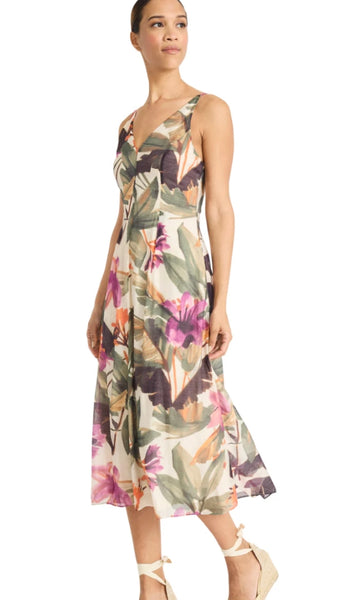 Sleeveless Midi With Tucks At Waist