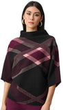 Plaid Funnel Neck Sweater