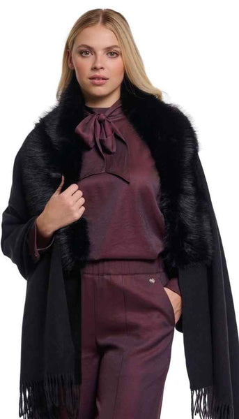 Faux Fur Cape With Fringe