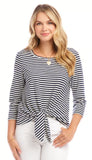 3/4 Sleeve Tie Front Top