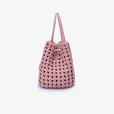 Perrie Bucket Mini Woven Square Tote - Ballet Pink