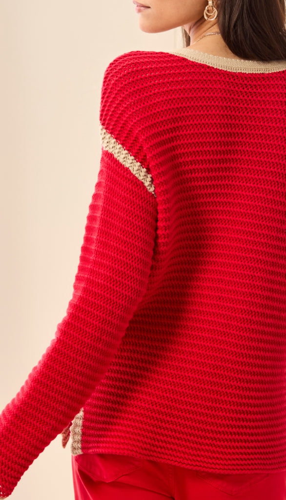 Long Sleeve Notch Collar Sweater