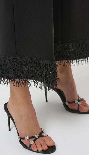Silky Knit Culotte, Fringe Hem