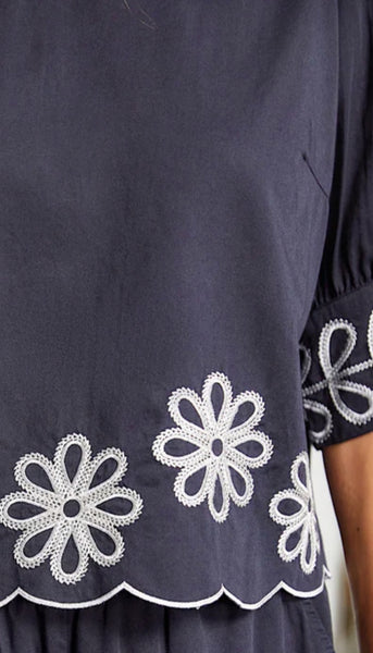 Embroidered Scallop Top