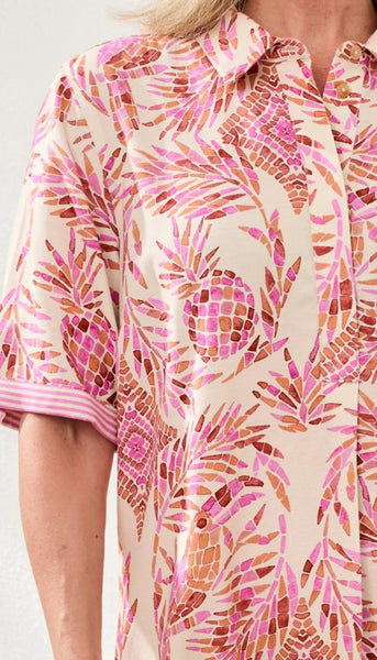 Half Sleeve Button Front Dress