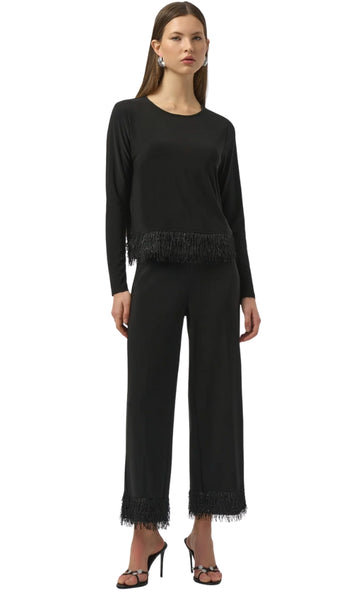 Silky Knit Culotte, Fringe Hem