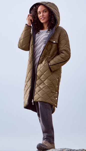 Long Sleeve Zip Front Reverse Puffer With Hood