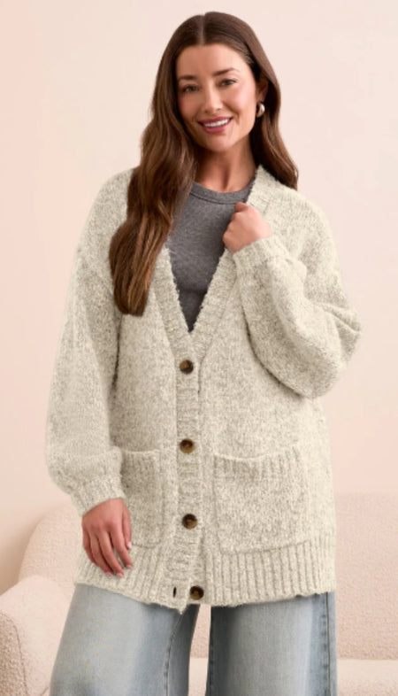 Grey Mix Ground Intarsia Rib Sweater