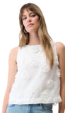 Sleeveless Top With 3D Floral Embroidery