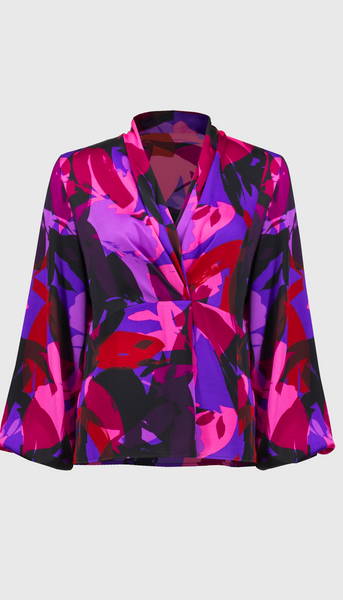 Satin Abstract Print Trapeze Top