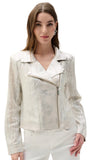 Faux Suede Foiled Knit Moto Jacket