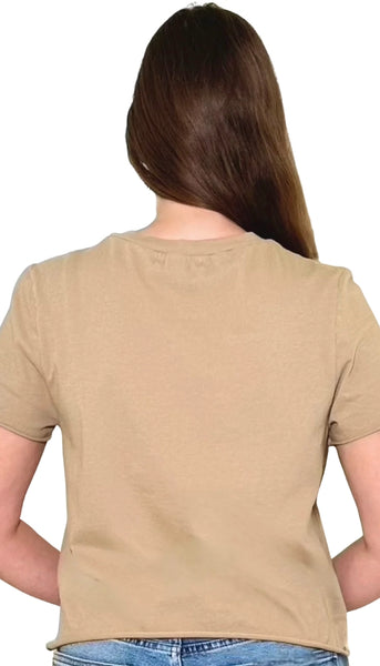 Jackie Raw Edge Crew Neck Tee