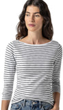 Striped 3/4 Sleeve Boatneck