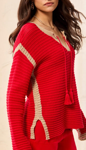 Long Sleeve Notch Collar Sweater