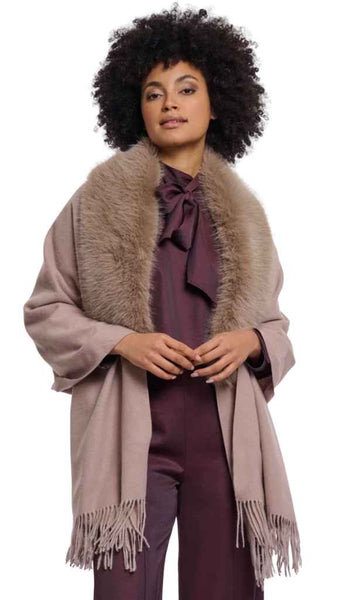 Faux Fur Cape With Fringe
