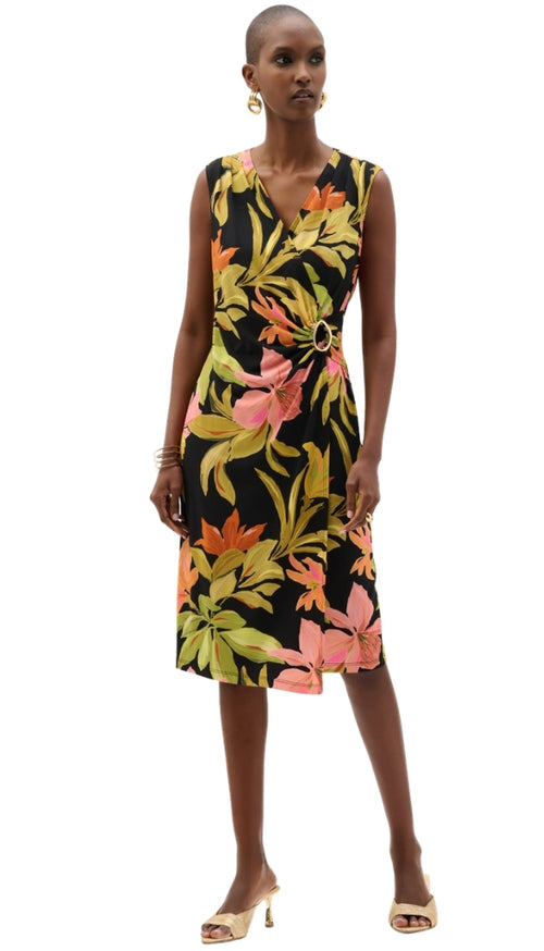 Tropical Print Wrap Dress