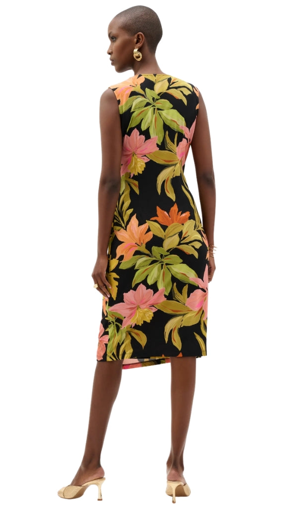Tropical Print Wrap Dress