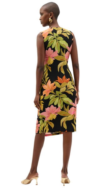 Tropical Print Wrap Dress
