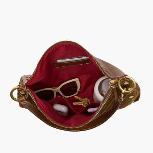 Kyle Large-Cinamon Suede Red Zip