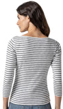 Striped 3/4 Sleeve Boatneck