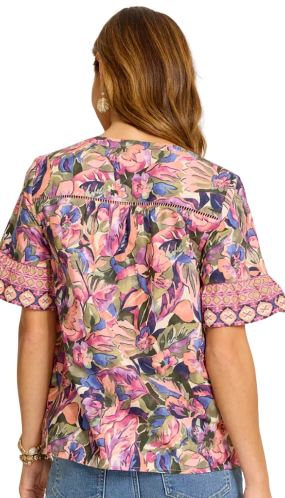 Garden Oasis Flutter Sleeve Top