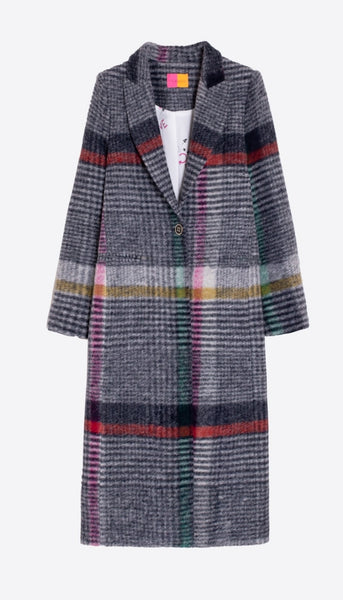 Multi Color Checked Long Coat