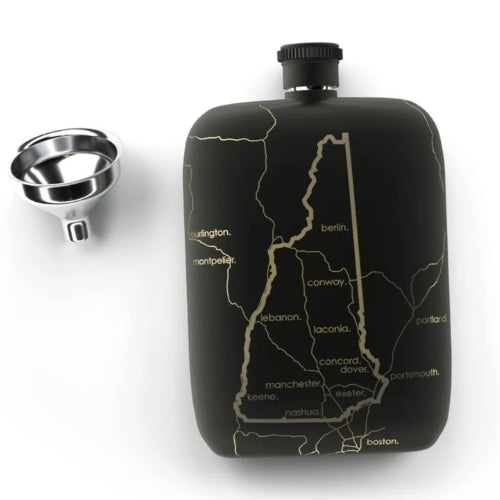 Nh State Map Pocket Flask with Funnel