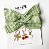 Gingham lace charms set-Heart,Bow,Cherry
