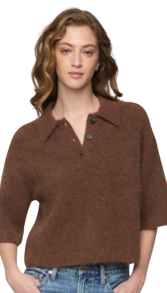 Nadya Alpaca Blend Boxy Polo Short Sleeve