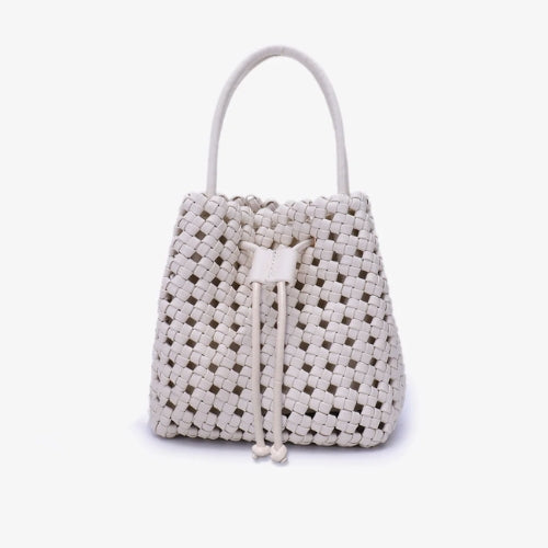 Perrie Bucket Mini Woven Square Tote - Off White