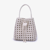 Perrie Bucket Mini Woven Square Tote - Off White