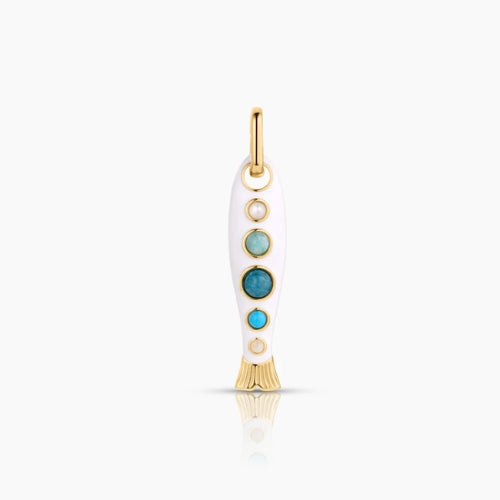 Amalfi White Enamel Fish Clip Charm