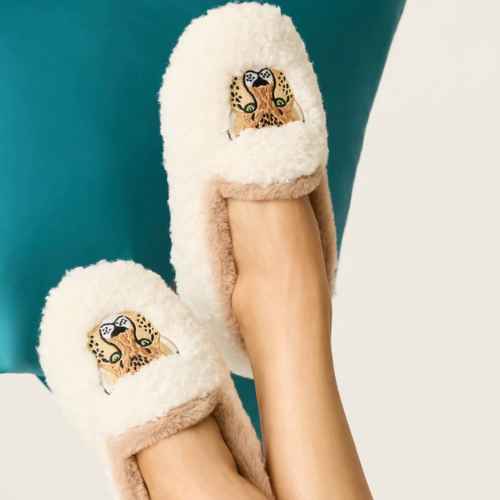 Leopard Face Faux Fur Slip On