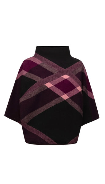 Plaid Funnel Neck Sweater