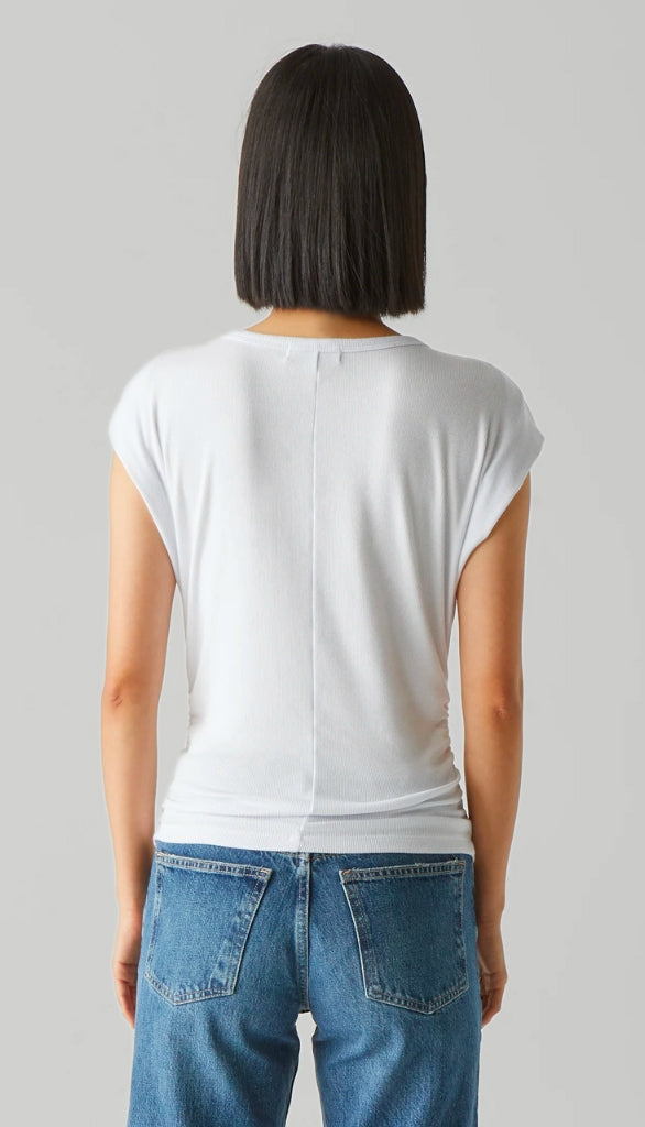 Joni Crew Neck Power Shoulder Top